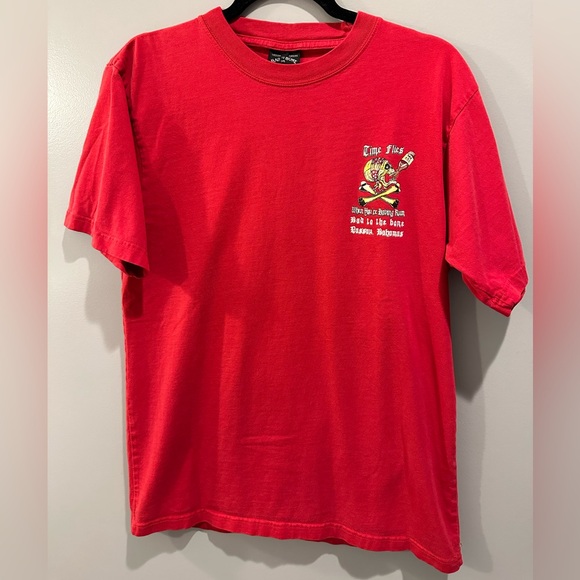 Pirana Joe Bad to the Bone Bahamas Beachy Tee Size M Red Tee - Picture 1 of 4